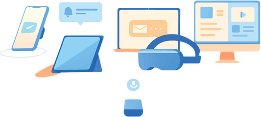 Smart Digital Devices and Interfaces Illustration Set