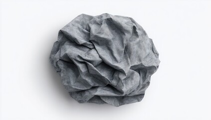 Fototapeta premium Crumpled gray paper ball on white background