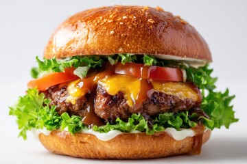 Close-up of a gourmet hamburger