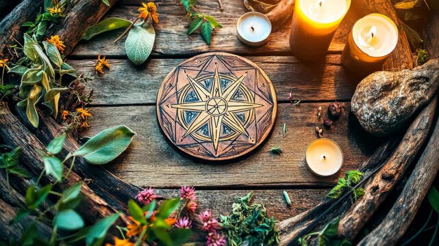 Fortune telling in nature. Selective focus. Witchcraft.