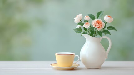 Charming Floral Arrangement in White Pitcher and Cup