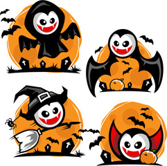 Flat Style Halloween Characters – Creepy but Cute