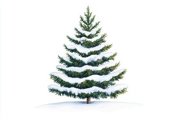Fototapeta premium Snow-Covered Evergreen Tree Against a White Background