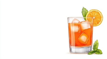 Refreshing Citrus Drink with Ice and Mint Garnish