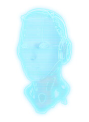 Cyborg head hologram isolated on transparent background
