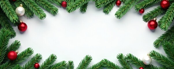 Minimalist evergreen frame, Xmas branches Copy space , noel, tree, branches