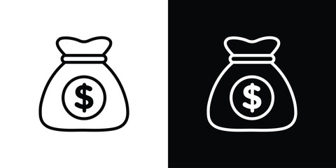Money bag icon graphic, editable stroke. Suitable for website design, logo, app, template, and ui ux.