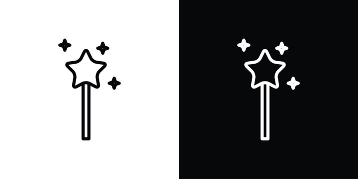 Magic wand icon graphic, editable stroke. Suitable for website design, logo, app, template, and ui ux.