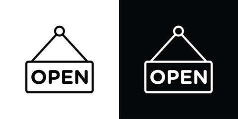 Hanging sign icon graphic, editable stroke. Suitable for website design, logo, app, template, and ui ux.