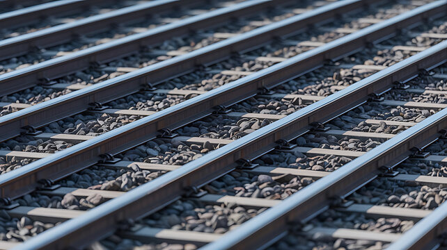 Parallel train tracks, a network of steel and stone.
