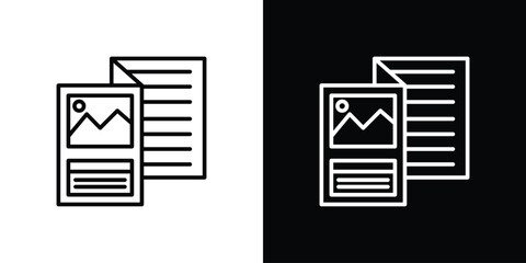 Flyer icon graphic, editable stroke. Suitable for website design, logo, app, template, and ui ux.