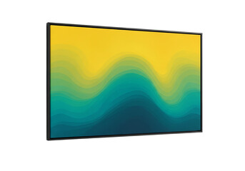 Obraz premium Yellow Teal Wave Gradient Abstract Art isolated on a transparent background blue bright