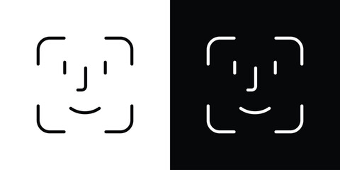 Face id icon graphic, editable stroke. Suitable for website design, logo, app, template, and ui ux.