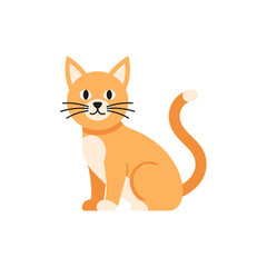 A cute cartoon illustration of a friendly ginger cat sitting down and looking forward.