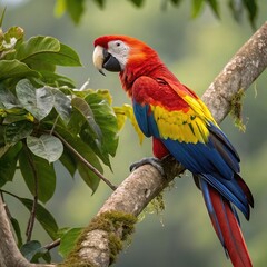 scarlet macaw parrot on transparent background, parrot