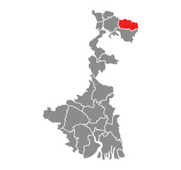 Alipurduar District Highlighted in West Bengal State Map of India