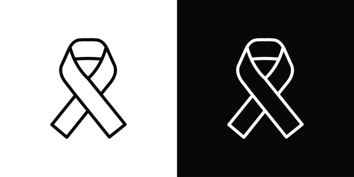 Cancer ribbon icon graphic, editable stroke. Suitable for website design, logo, app, template, and ui ux.