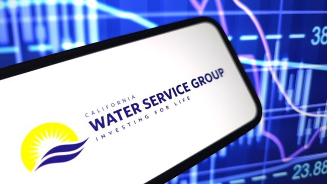 Konskie, Poland - August 03, 2025: California Water Service Group company logo displayed on mobile phone