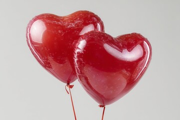 Heart-shaped red balloons floating together, perfect for celebrations and special occasions
