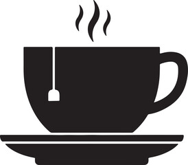 Tea cup icon new ideas in silhouette white background.