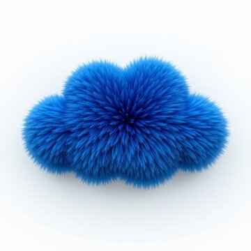 realistic 3d hairy fluffy blue cloud color style isolated on transparent background