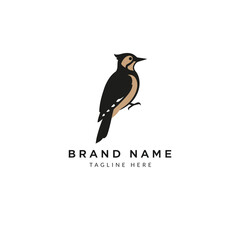 Obraz premium Elegant Woodpecker Logo Design Illustration for Branding and Corporate Identity with Minimalist Style and Natural Aesthetic ideal for Conservation Organizations