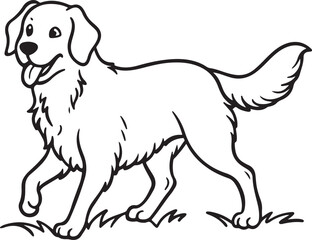 Vector illustration of a cute golden retriever puppy, a fun and playful domestic canine, isolated on white
