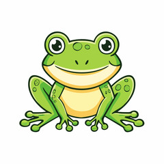 Obraz premium Cartoon Frog Illustration with Big Eyes and a Friendly Smile Isolated on White Background