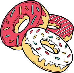 Donuts colorful Vector Illustration Isolated on White Background 