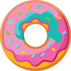 Donut colorful Vector Illustration Isolated on White Background – Cute Dessert Icon for Bakery