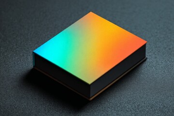 Colorful book resting on a black surface captured in a creative lighting setup during the afternoon