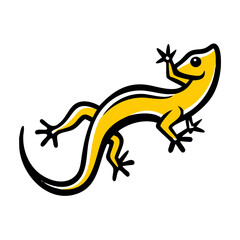 Cute yellow gecko lizard isolated on white background