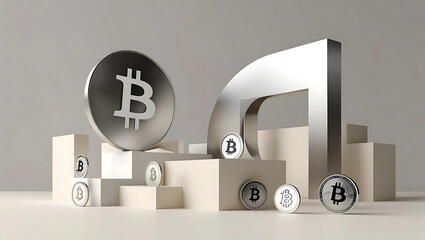 Crypto 3D Abstract Background for Digital Projects, Futuristic Cryptocurrency Background for Branding, Blockchain-Themed 3D Abstract Wallpaper, generative ai