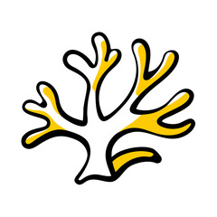 Obraz premium Stylized yellow coral branch isolated on white background