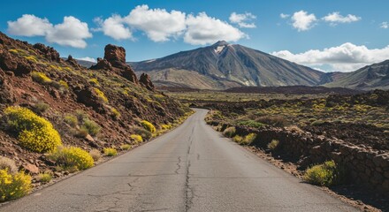 Volcanic road to mountain peak