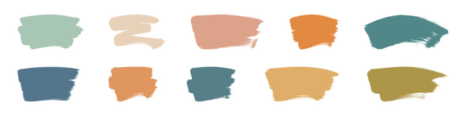 Colorful paint brush strokes set with grunge texture. Paintbrush strokes collection.