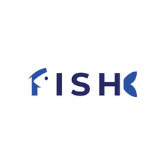 fish creative lettering wordmark design concept modern text based logo