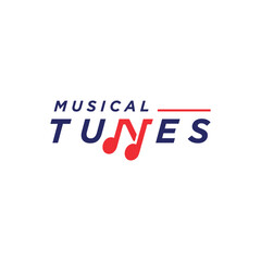 Musical tunes creative lettering wordmark text based logo design concept