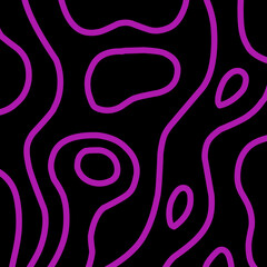 Obraz premium Purple Abstract Line Pattern on Black Background – Modern Topographic Style