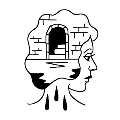 Mind illustration with a staircase inside a person's head