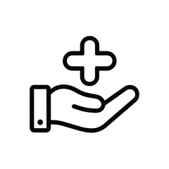Hand Holding Medical Plus Icon - Healthcare Aid Symbol