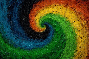 Colorful swirling vortex of paint creating a vibrant abstract artwork in the style of modern expressionism