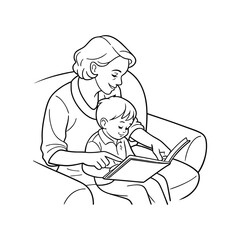 simple black and white line drawing baby with hair vector art