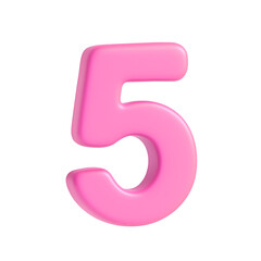 Pink 3D Number 5 in Playful Style