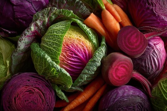 Freshly harvested colorful vegetables arranged beautifully on a wooden surface in natural light - Powered by Adobe
