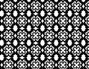 Seamless Bold Black and White Floral Pattern