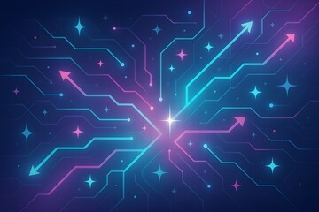 Fototapeta premium Rising Arrow Technology Circuit Background – Futuristic Growth and Innovation Concept for PPT