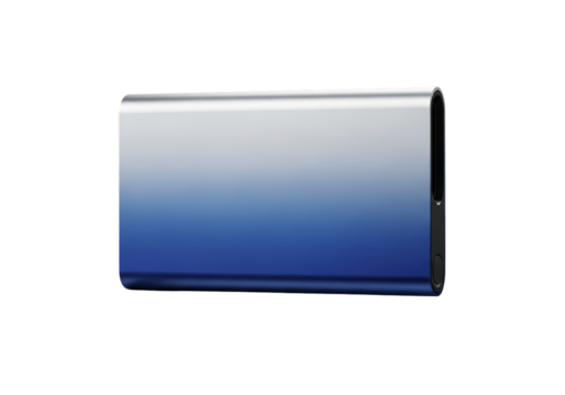 Sleek metallic device with blue gradient isolated on a transparent background technology
