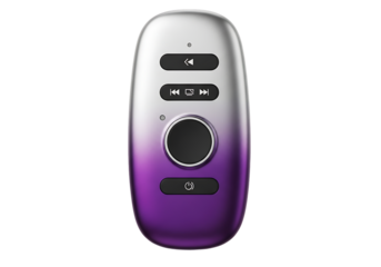Sleek purple and silver media remote control isolated on a transparent background device technology