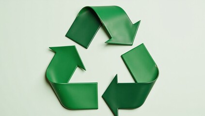Fototapeta premium Abstract image crafted from recycled materials featuring an iconic green element to promote environmental awareness